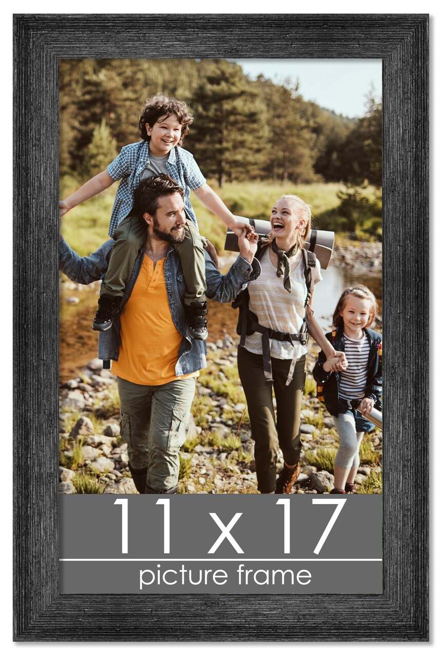 11x17 Wide Barnwood Picture Frame with UV-Resistant Acrylic & Acid Free Backing, Available in 6 Paint Finishes - Grey, Brown, White, and Black